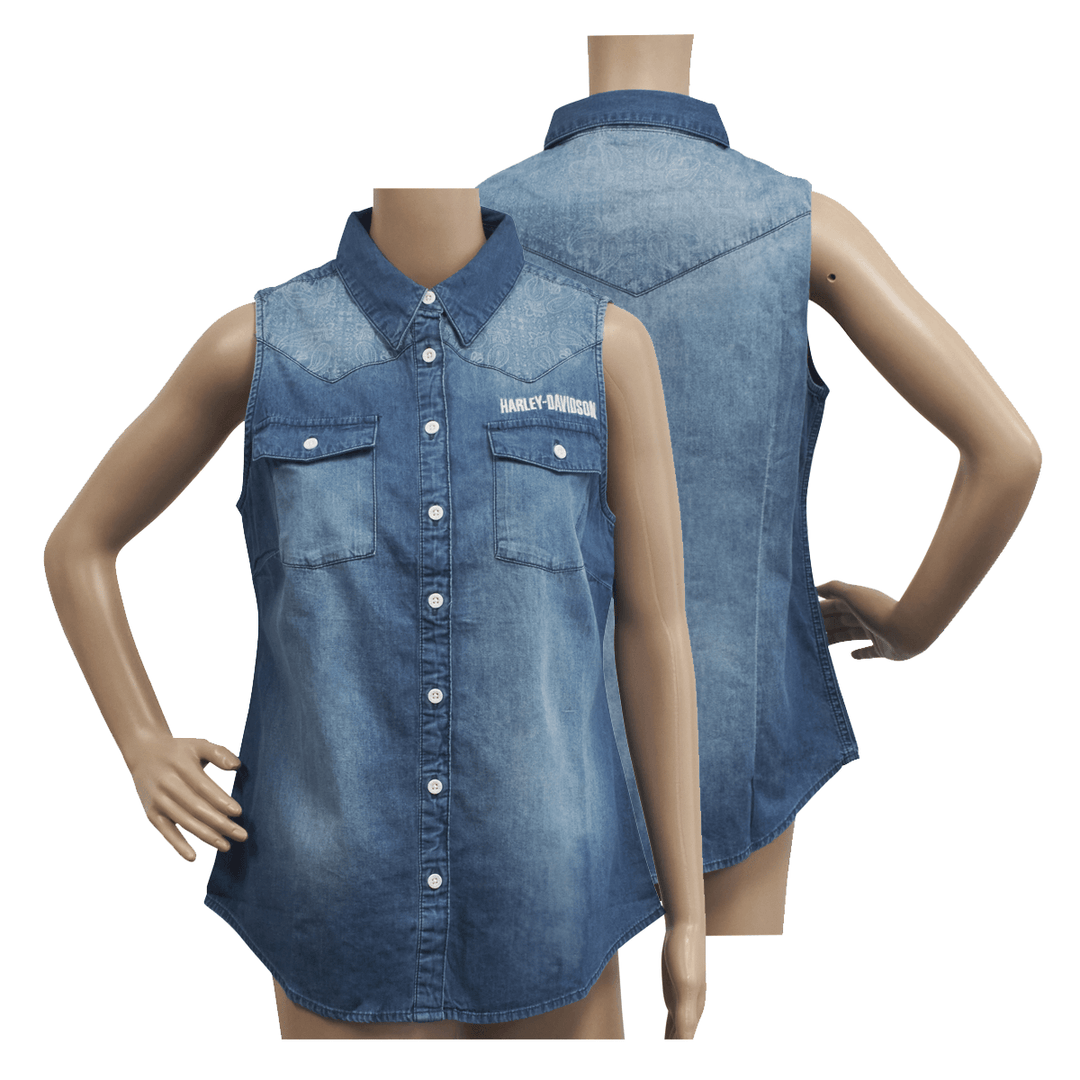 HD Branded Women's Geometric Pattern Denim Sleeveless Vest