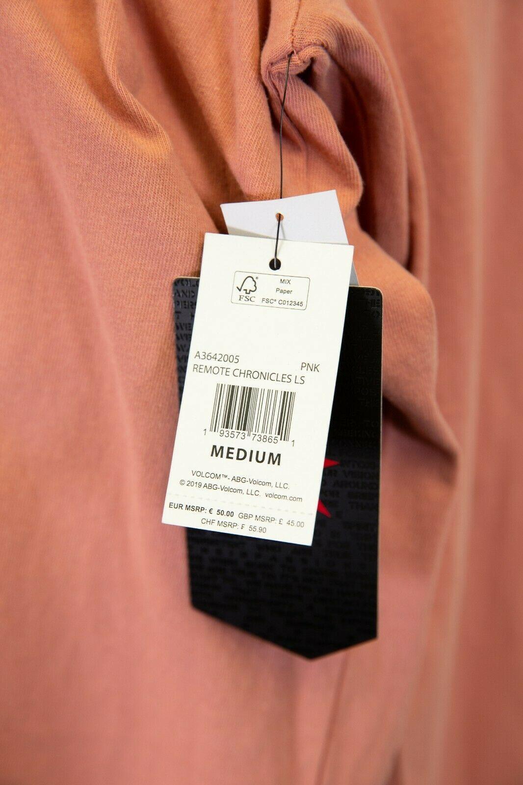 Volcom Men's Salmon Pink Remote Chronicles Loose Fit L/S T-Shirt (S01)