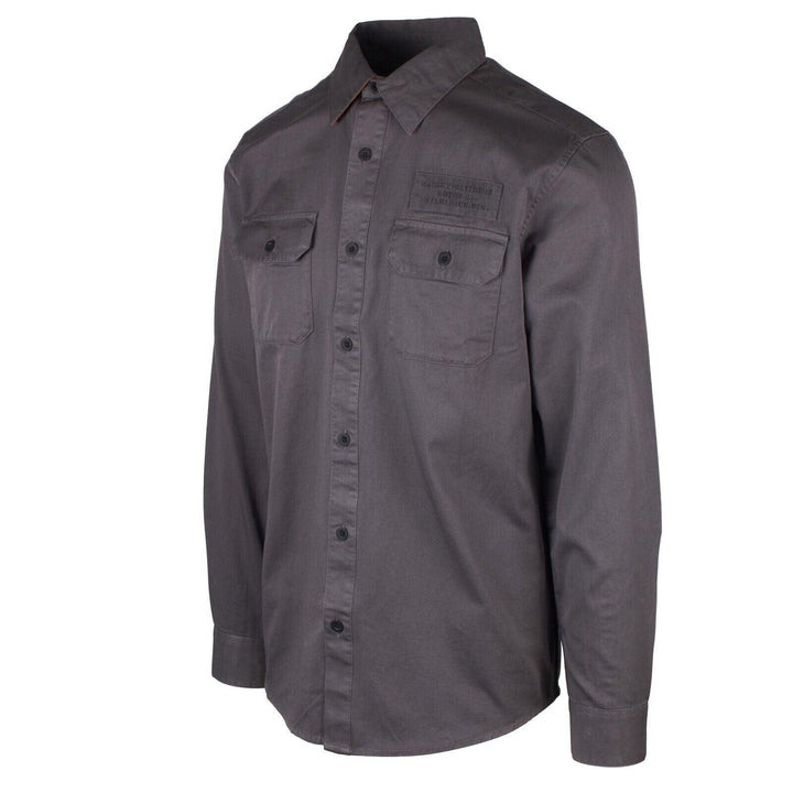 HD Branded Men's Steel Blue Stencil L/S Woven Shirt (S46)