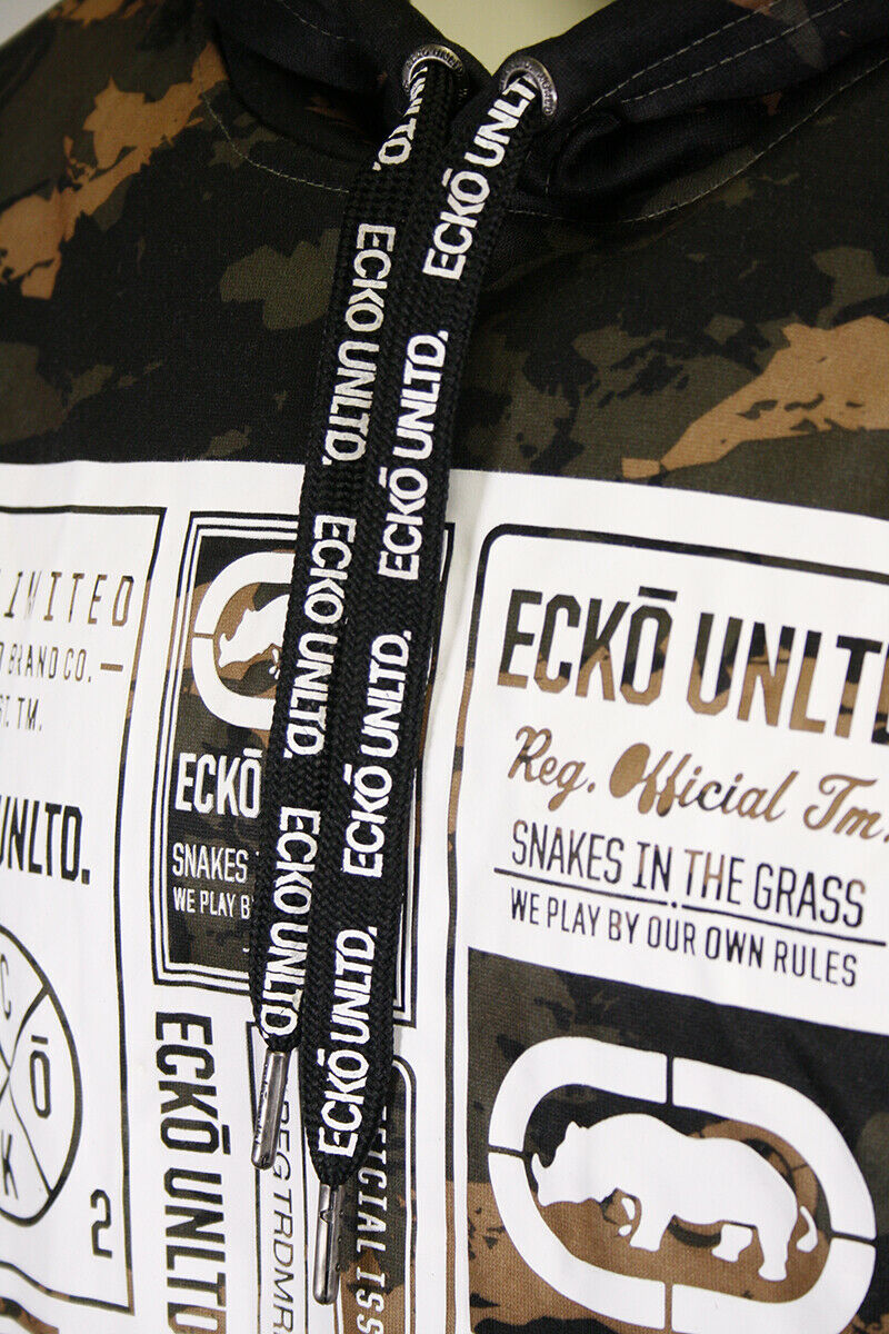 Ecko Unltd. Men's Green Tan Snakes In The Grass Camo Pull Over Hoodie (S05) Size Medium