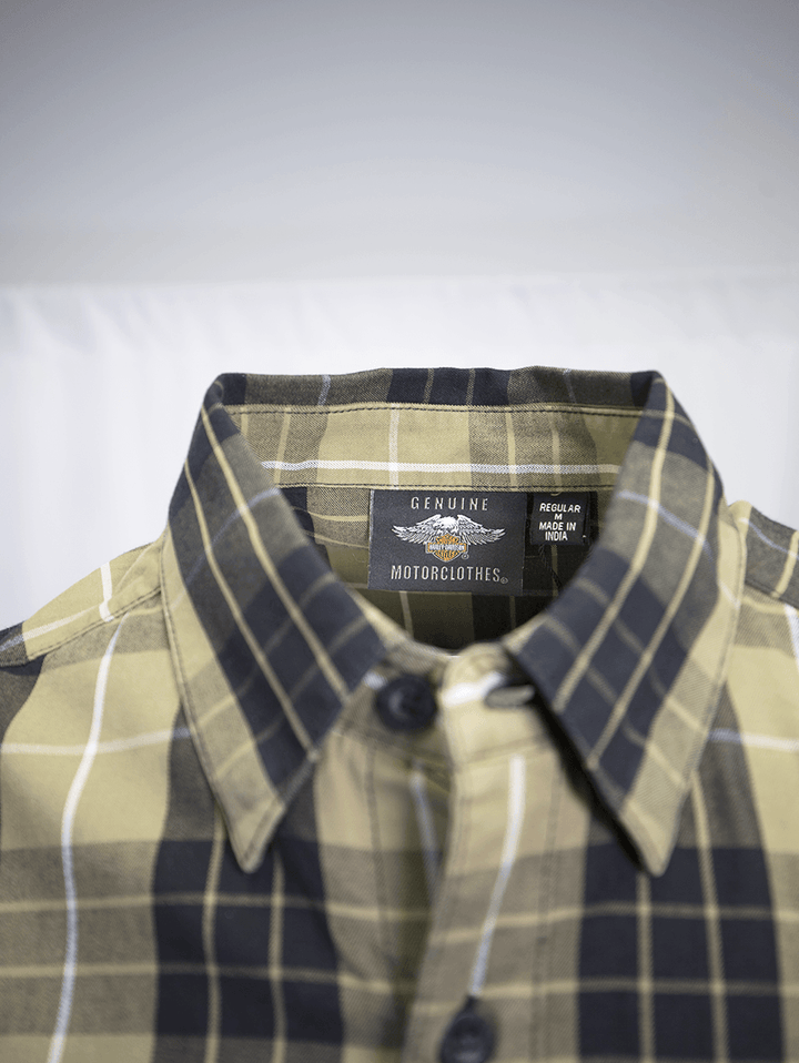 HD Branded Men's Metallic Sunburst Green Plaid S/S Woven Shirt (S10)