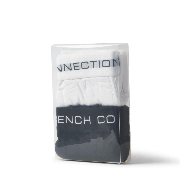 French Connection Men's White & Black 2 Pack Boxer Briefs