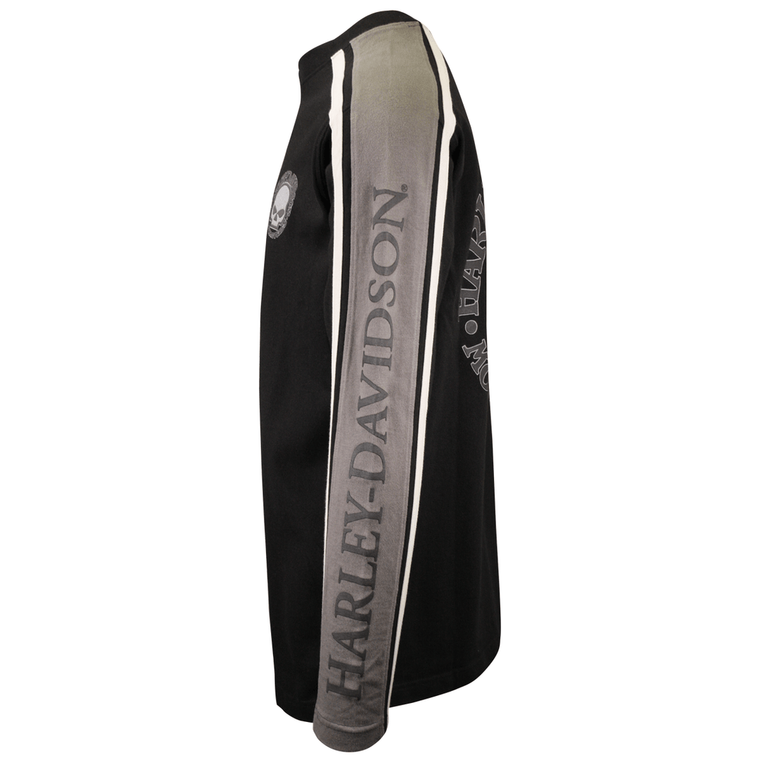 HD Branded Men's Black Grey Skull V-Neck L/S Sweater