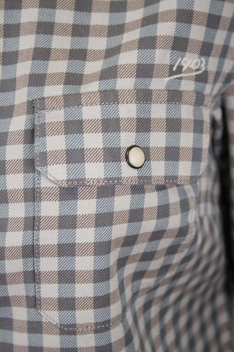 HD Branded Women's Grey Blue Plaid L/S Woven Shirt