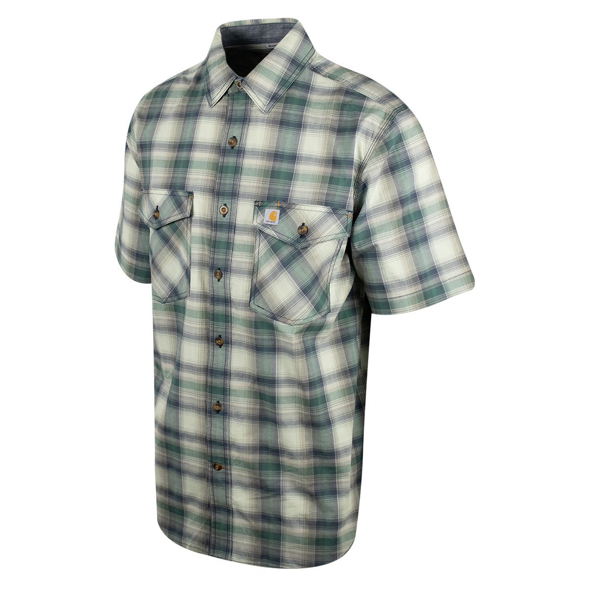 Carhartt Men's Green Grey Navy Plaid Relaxed Fit S/S Woven Shirt (S17)