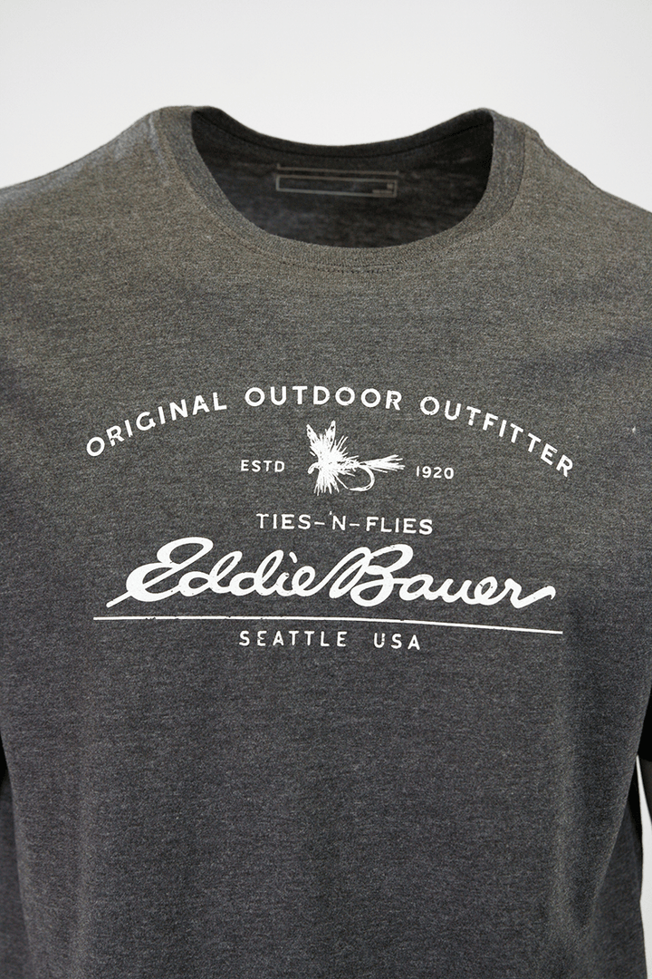 Eddie Bauer Men's 2 Pack Dark Grey Graphic & Sage Green Crew S/S T-Shirt (S02)