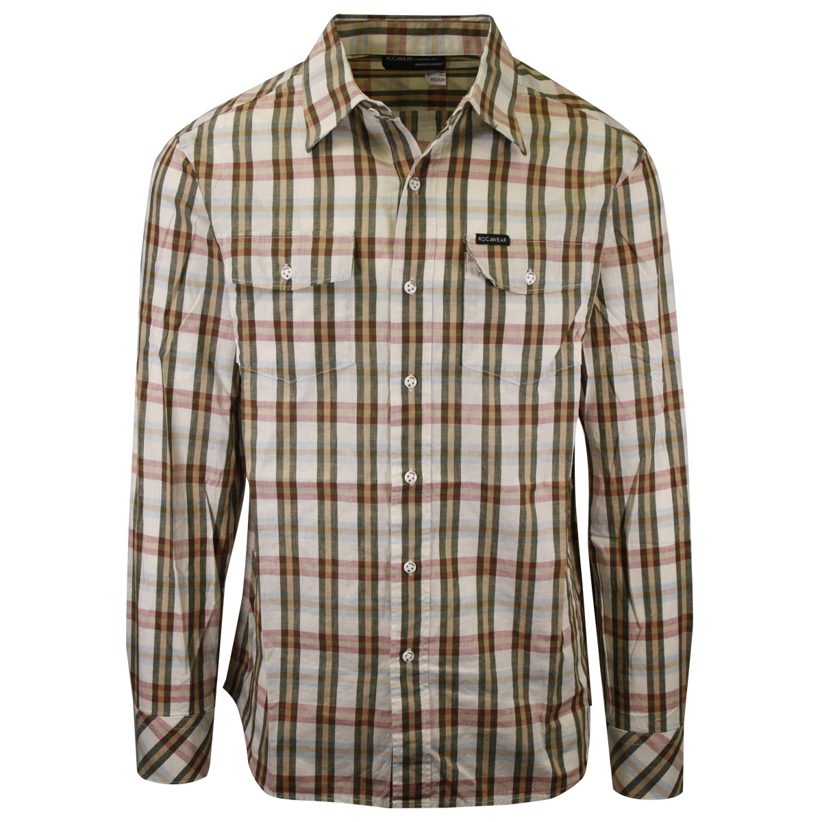 Rocawear Men's Vanilla Second To None Plaid L/S Woven Shirt (Size S & M)