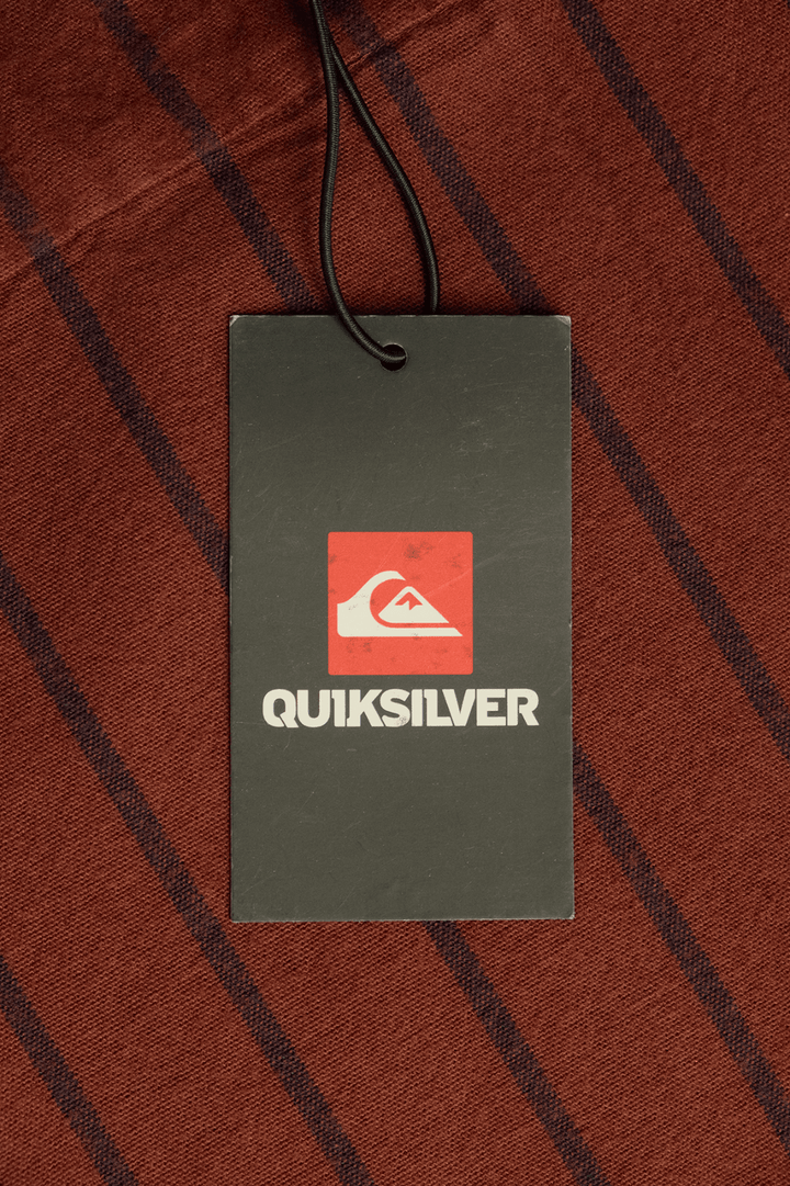 Quiksilver Men's Maroon Navy Striped L/S Flannel Shirt (S12)