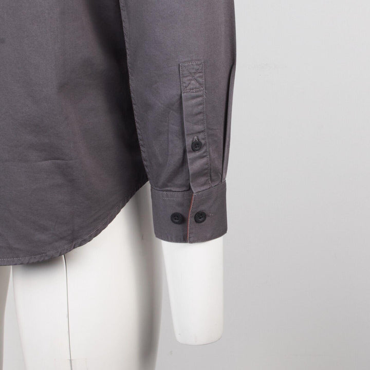 HD Branded Men's Steel Blue Stencil L/S Woven Shirt (S46)