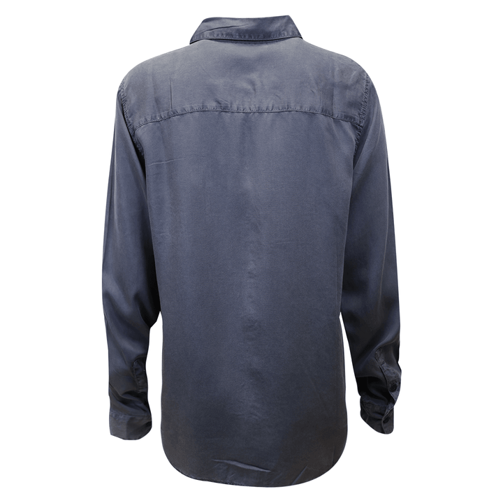 HD Branded Women's Solid Grey Vertical Text L/S Woven Shirt (S04)