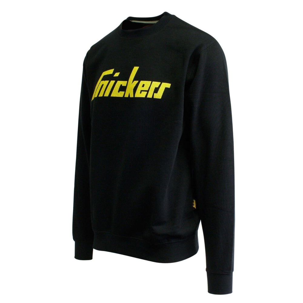 Snickers Sweaters Snickers Workwear Men's Black Yellow Logo Crew Neck Sweater – Spotted ...