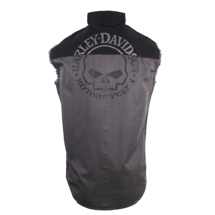 HD Branded Men's Willie G Skull Blowout Button Down Sleeveless Vest