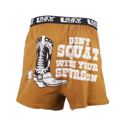 Lazy One Men's Don't Squat With Our Spurs On Boxers