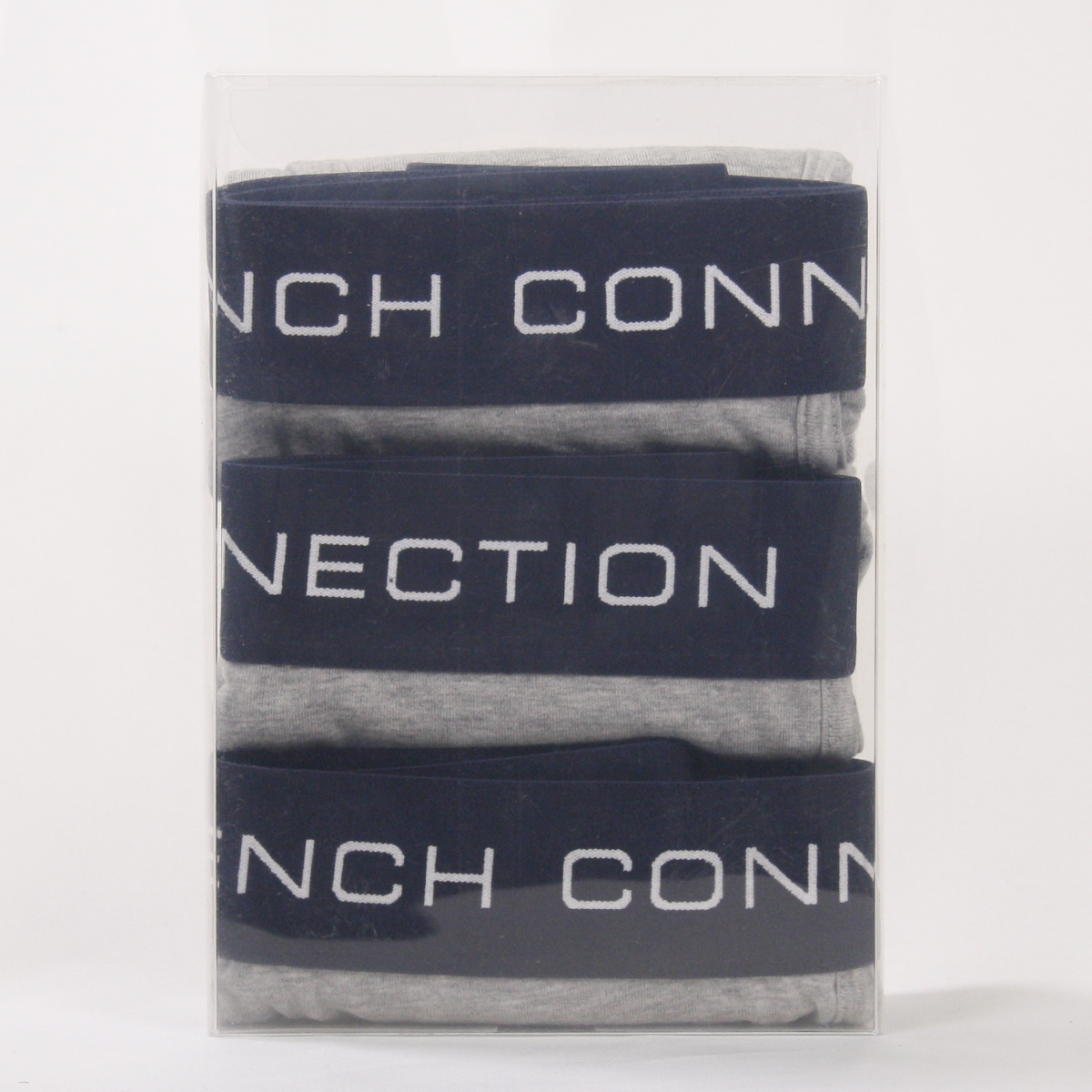 French Connection Men's 3 Pack Grey w/ Navy Blue Strap Boxer Briefs (S10)