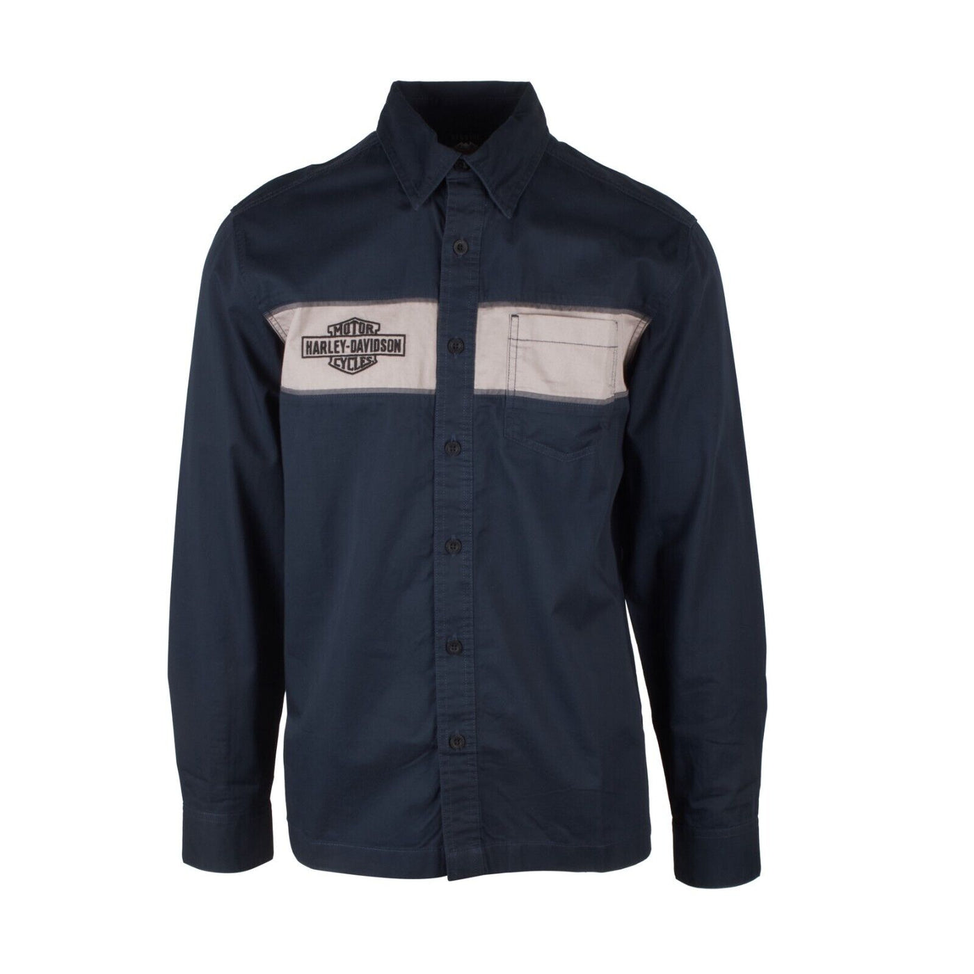 Harley-Davidson Men's Arched Graphic Colorblock Mechanics L/S Woven Shirt (S45)