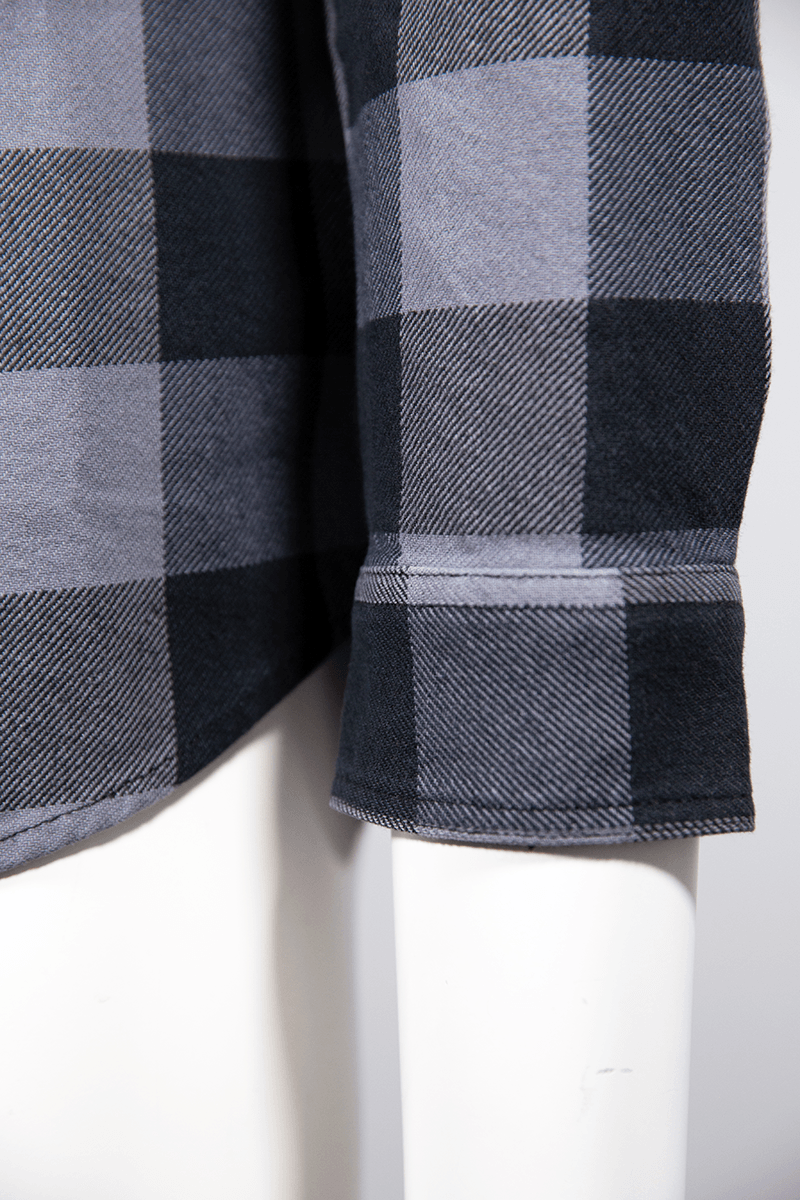 HD Branded Men's Blue Grey Black Plaid Snap On Button L/S Woven Shirt (S16)