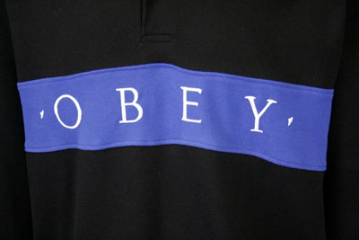 OBEY Men's Black Blue Button L/S Polo Shirt (S06)