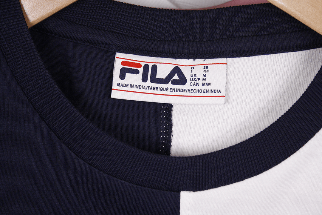 FILA Women's Navy Blue Three-Tone Cropped S/S T-Shirt (S03)