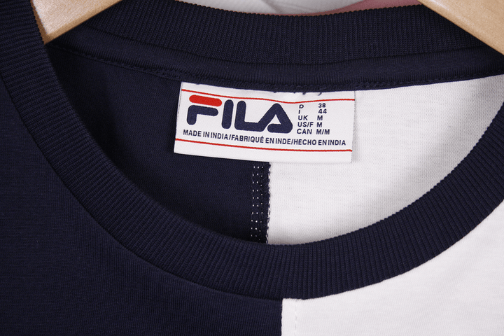 FILA Women's Navy Blue Three-Tone Cropped S/S T-Shirt (S03)