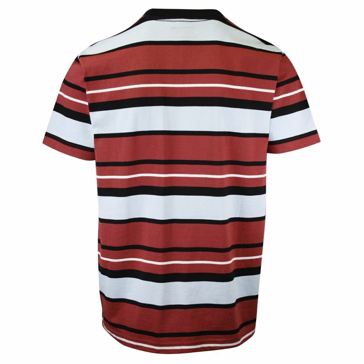 OBEY Men's Red Light Blue Classic Striped S/S T-Shirt (S04C)