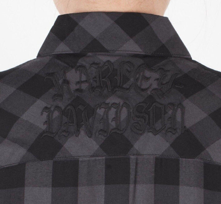 HD Branded Women's Black Plaid H-D Classic L/S Woven Shirt (S06)