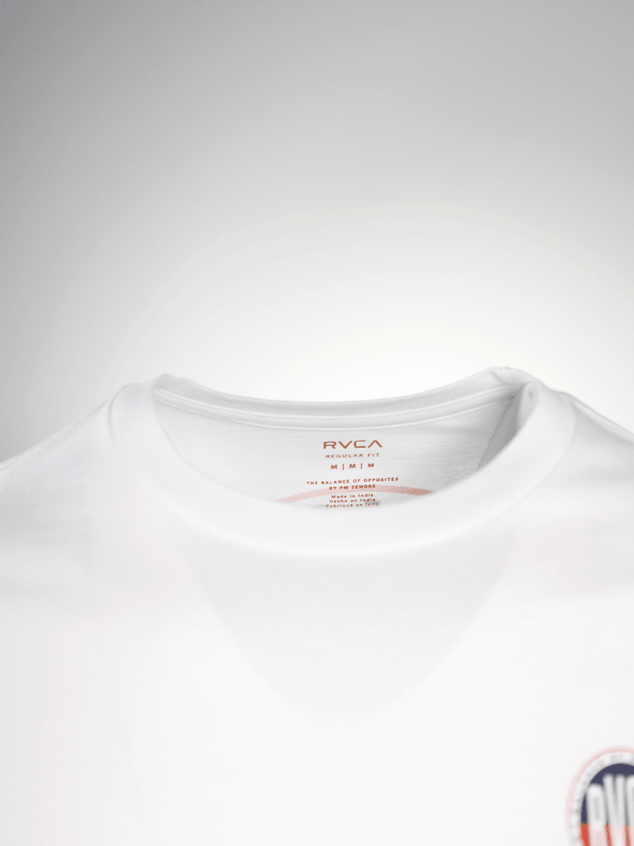 RVCA Men's White Navy Red Circle Regular Fit S/S T-Shirt (S15)