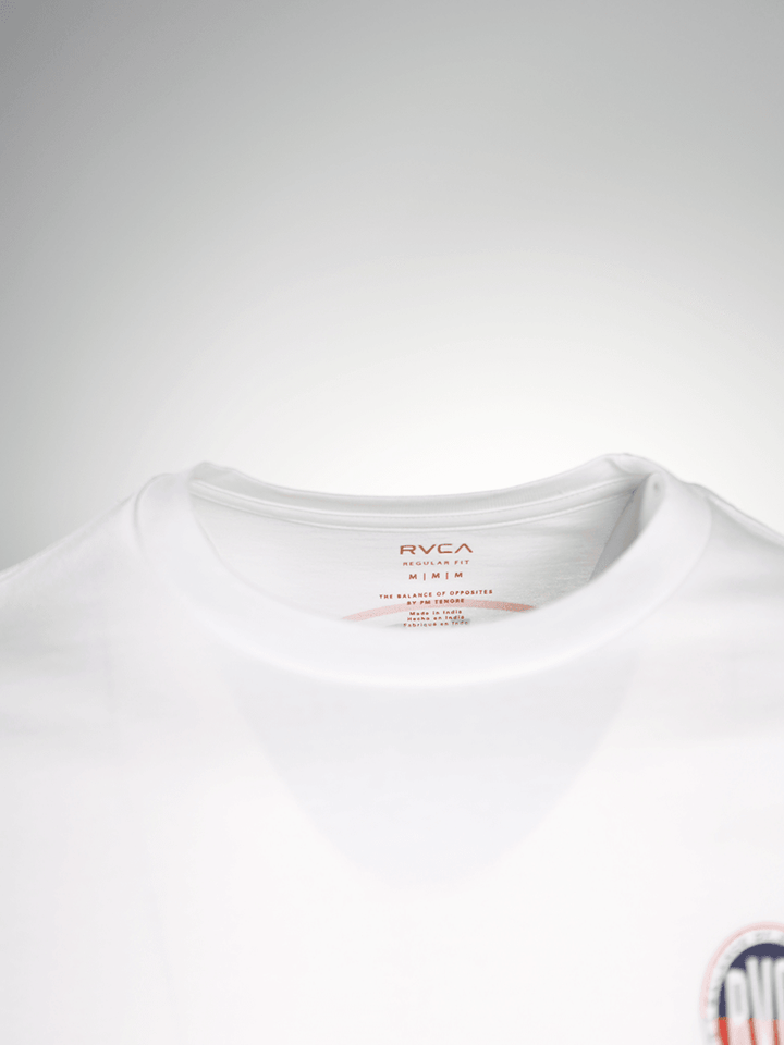 RVCA Men's White Navy Red Circle Regular Fit S/S T-Shirt (S15)