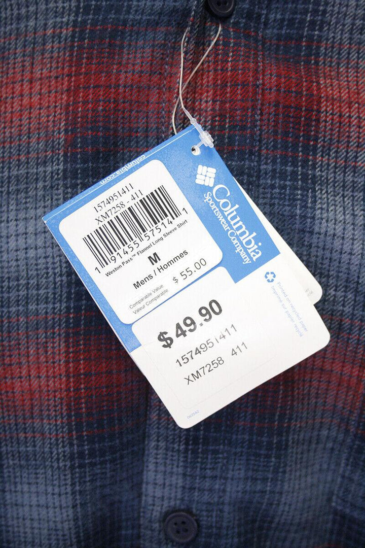 Columbia Men's Omniwick Red Blue L/S Plaid Flannel (S02) (Size 2XL)