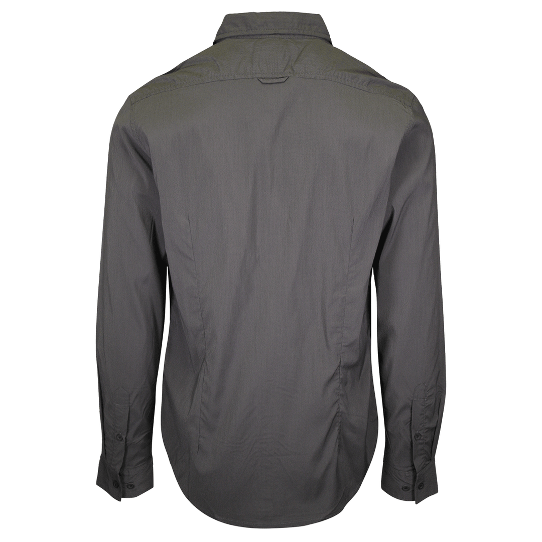 prAna Men's Dark Grey Solid L/S Woven Shirt (S66)