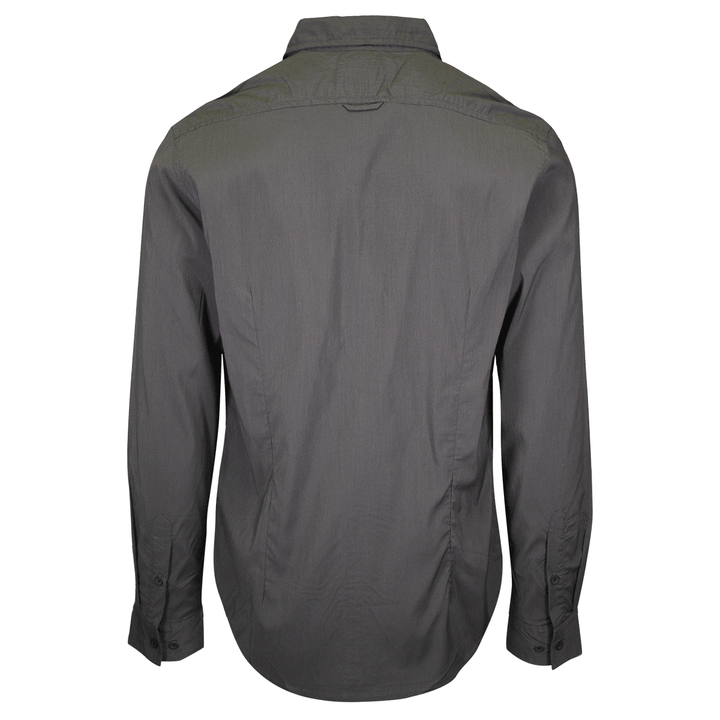 prAna Men's Dark Grey Solid L/S Woven Shirt (S66)