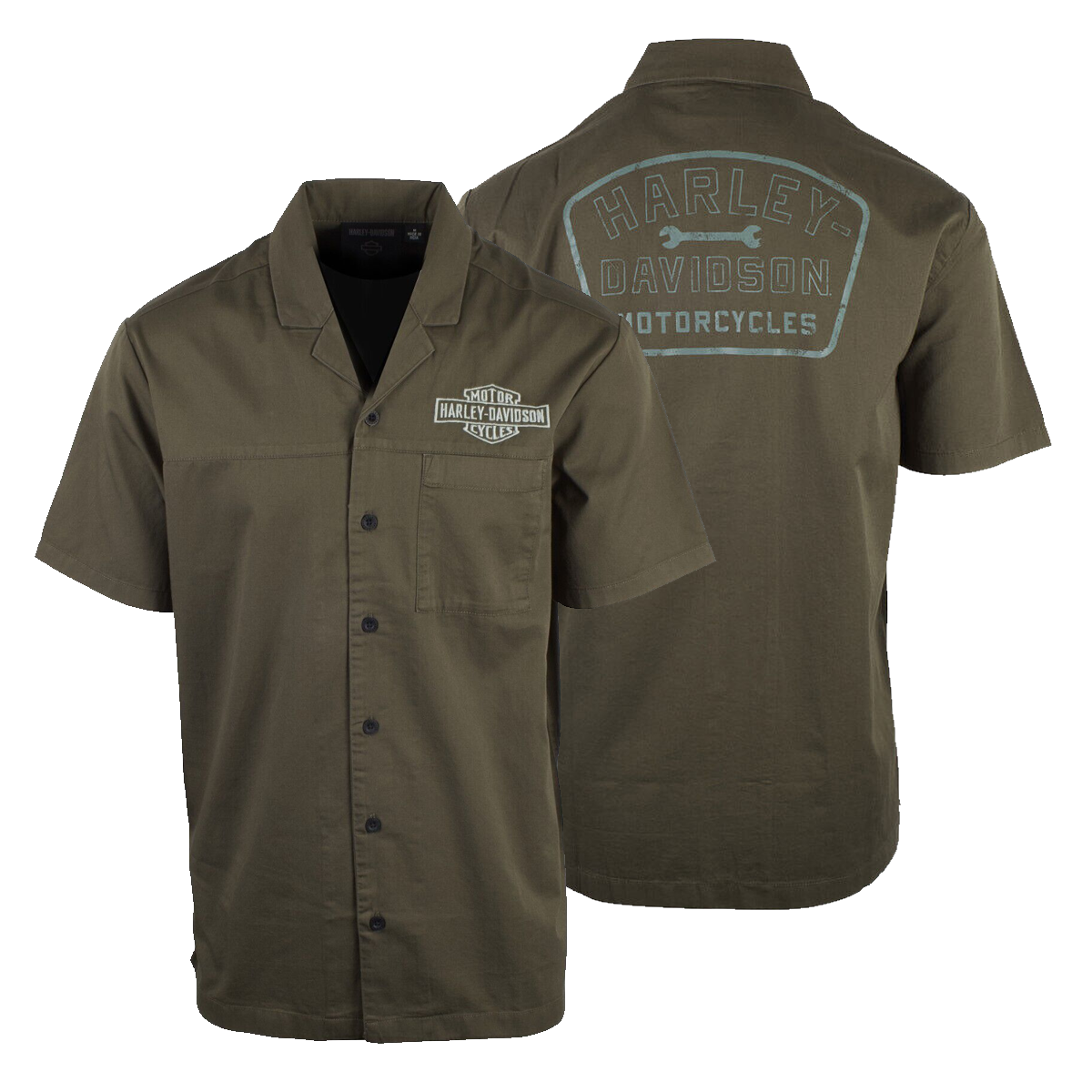 Harley-Davidson Men's Grape Leaf Wrench Crew S/S Woven Shirt (S46B)