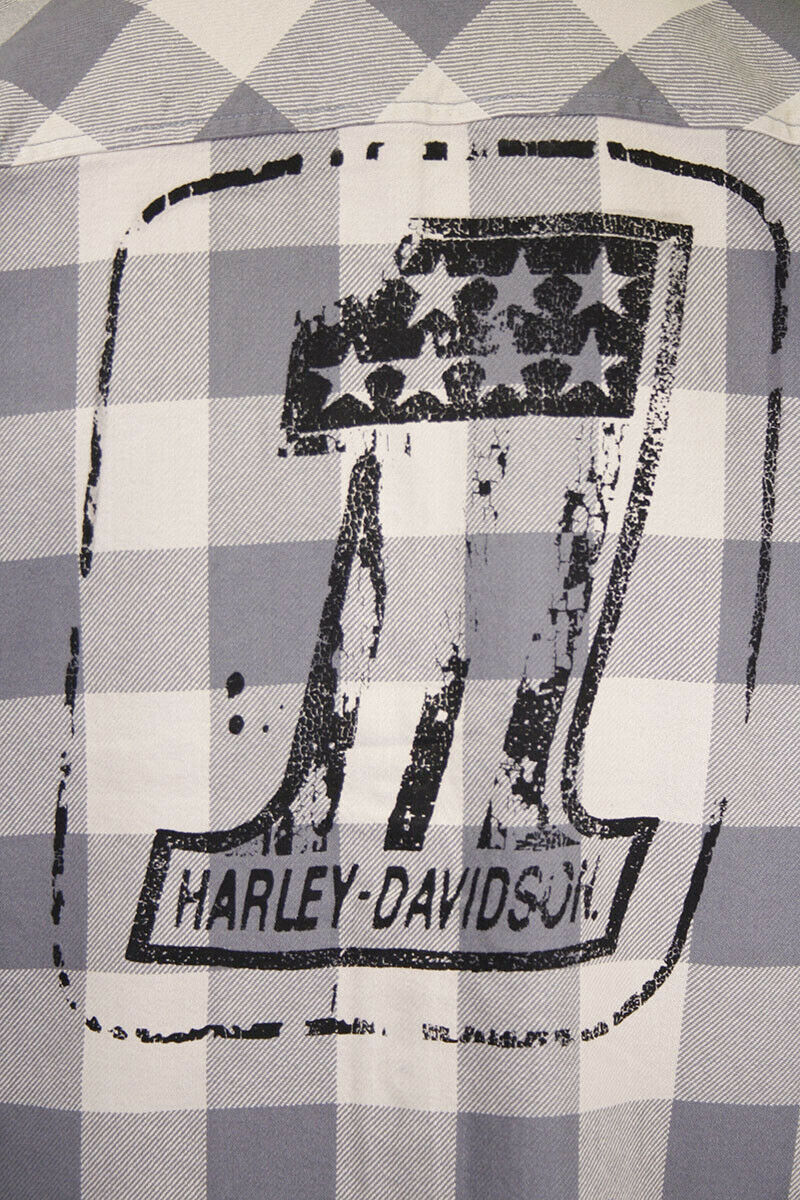 Harley-Davidson Men's No. 1 Grey Cream Plaid L/S Woven Shirt (S40)