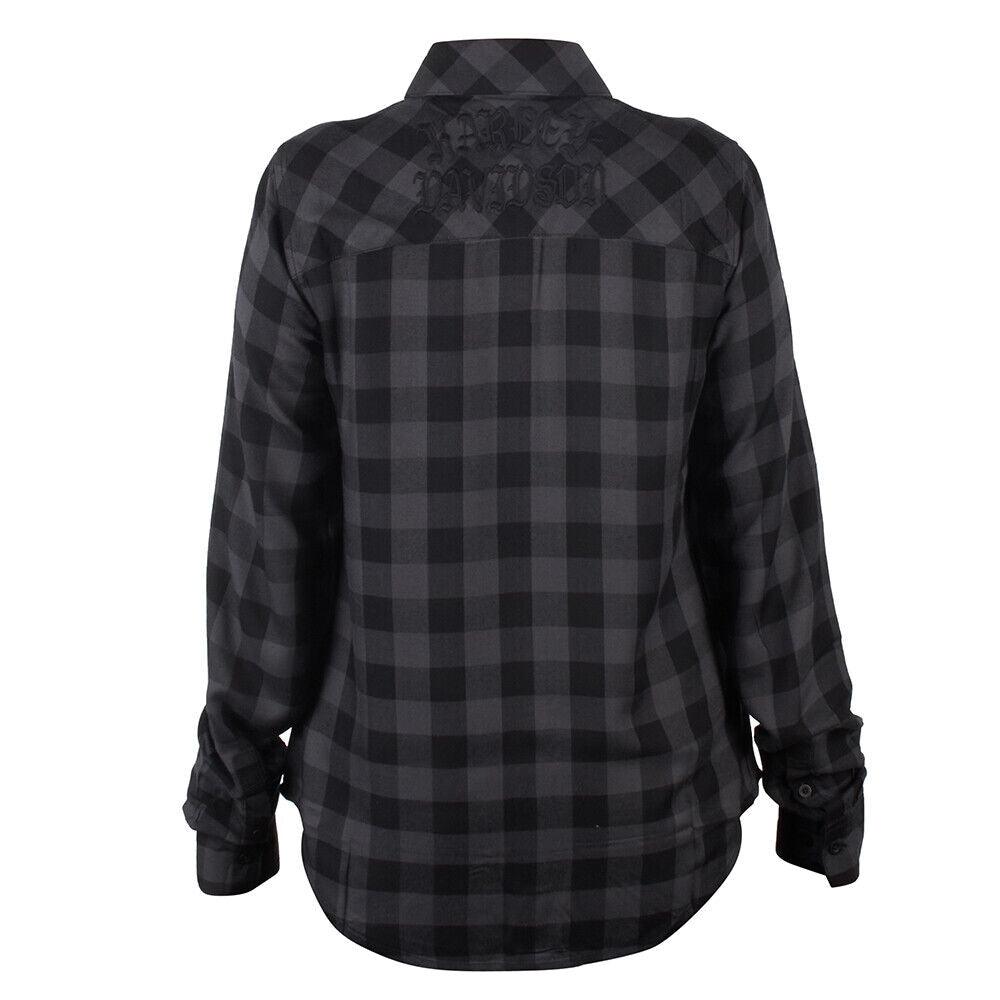 HD Branded Women's Black Plaid H-D Classic L/S Woven Shirt (S06)