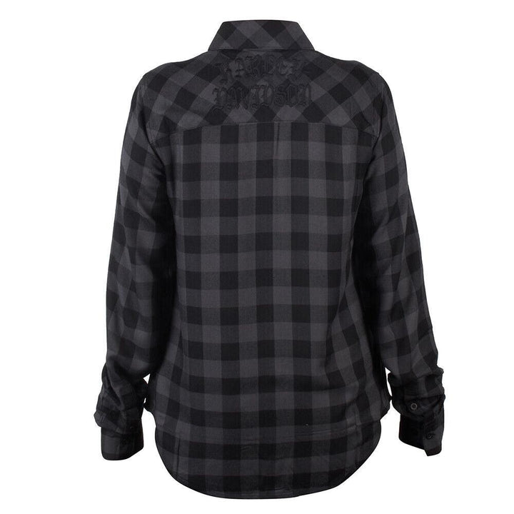 HD Branded Women's Black Plaid H-D Classic L/S Woven Shirt (S06)