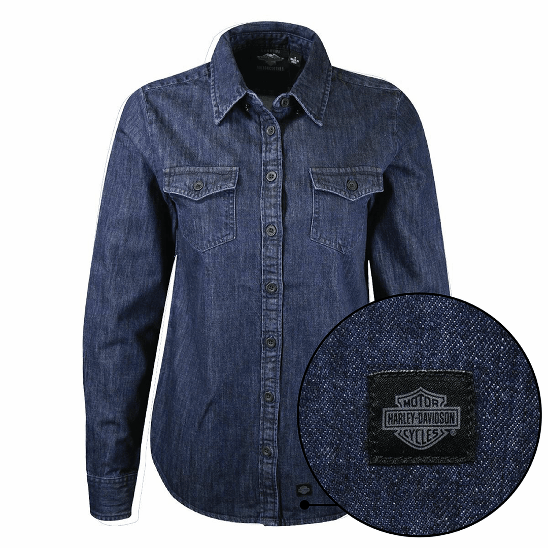HD Branded Women's Navy Blue Denim L/S Woven Shirt (S03)