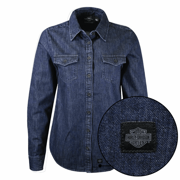 HD Branded Women's Navy Blue Denim L/S Woven Shirt (S03)