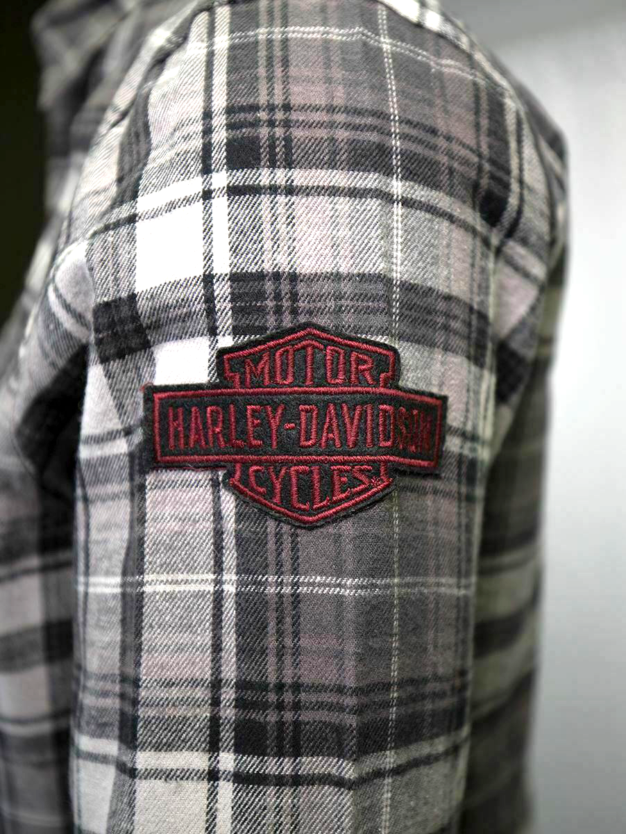 Harley-Davidson Men's Grey White Plaid L/S Woven Shirt (S03)