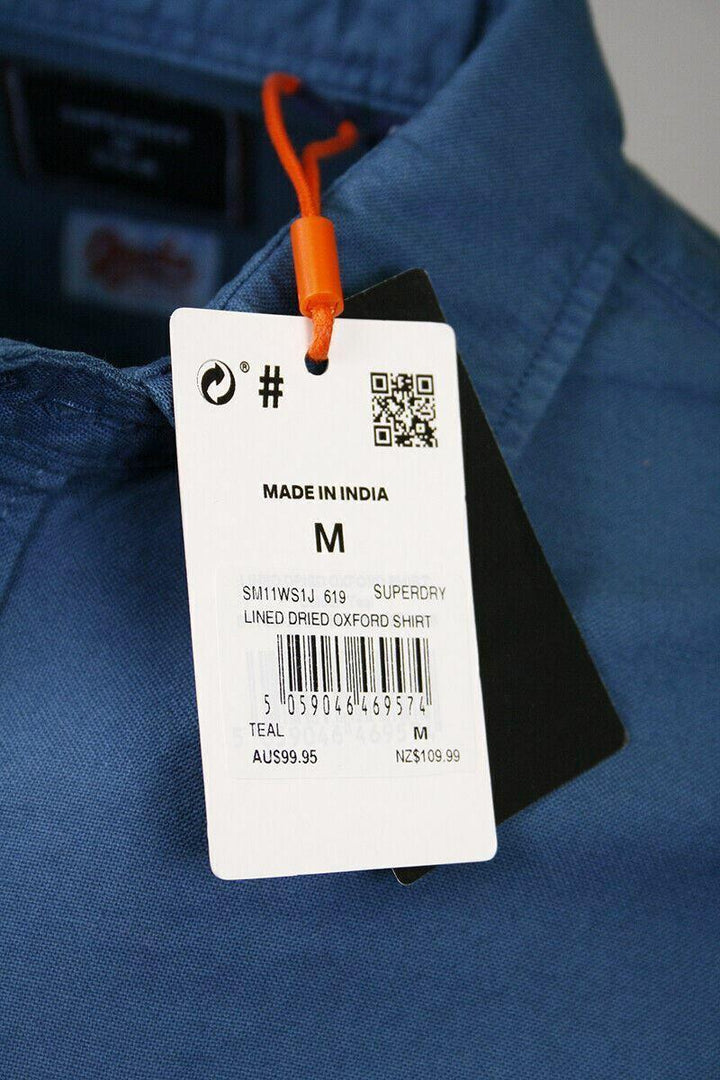 Superdry Men's Teal Lined Dried Oxford L/S Woven Shirt