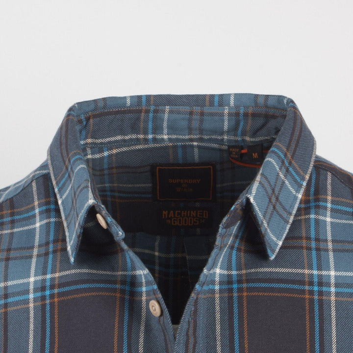 Superdry Men's Traditional Workwear Teal Blue Plaid L/S Woven Shirt