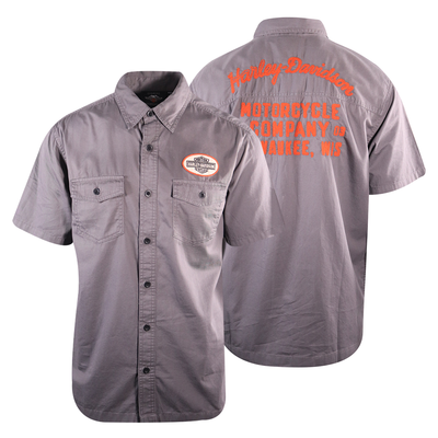Harley-Davidson Men's Grey Circular Patch S/S Woven Shirt (S27)