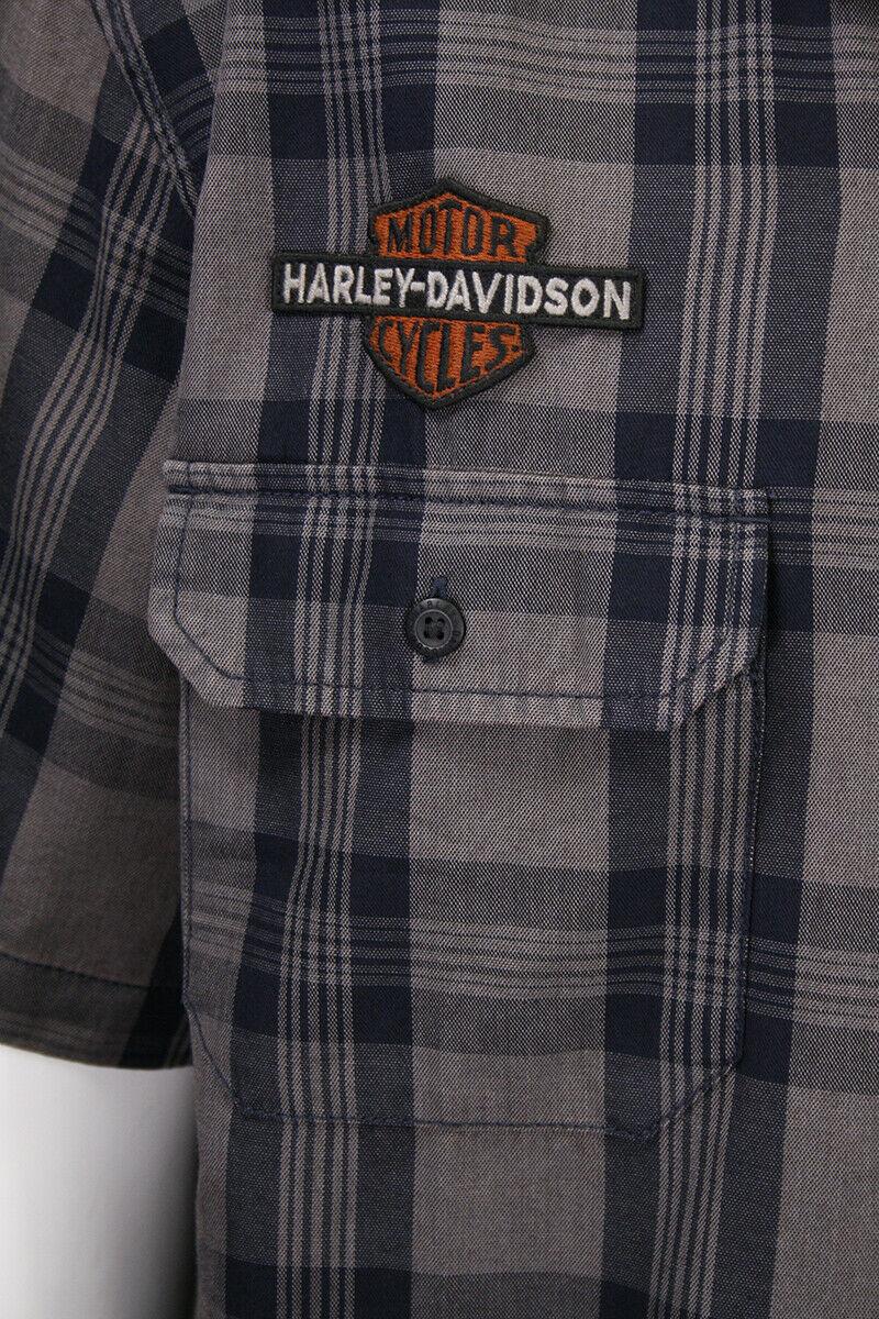 HD Branded Men's Grey Navy Plaid S/S Woven Shirt
