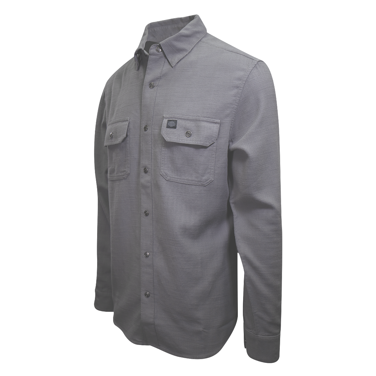 Harley-Davidson Men's Solid Grey Snap On Button L/S Woven Shirt (S10)