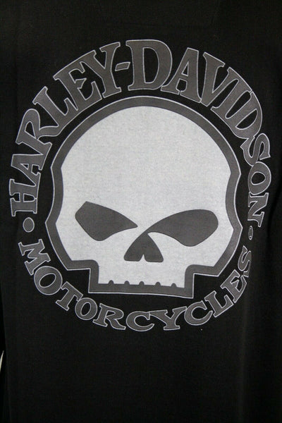 Harley-Davidson Men's Black Grey Skull V-Neck L/S Sweater