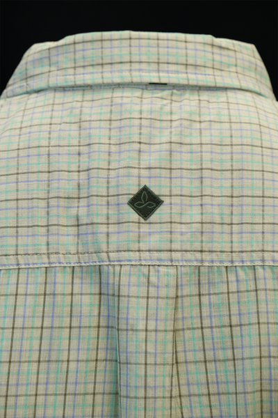prAna Men's Cyan Box Plaid S/S Woven Shirt (Slim Fit) S03