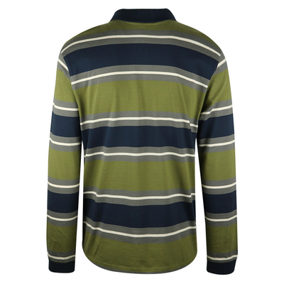 Volcom Men's Olive Green, Navy, Gray & White Striped L/S Polo T-Shirt (S05)