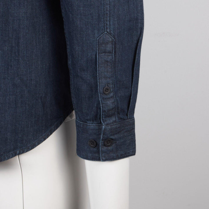 HD Branded Men's Dark Indigo Bar & Shield Denim L/S Woven Shirt (S50)