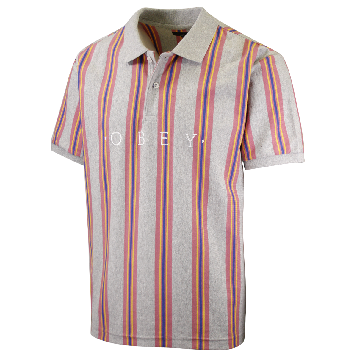 OBEY Men's Ashby Striped Button S/S Polo Shirt (S33)