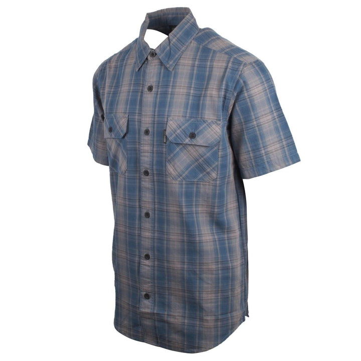 HD Branded Men's Blue Grey Plaid Motor Co. Amplifier S/S Woven Shirt (S38)