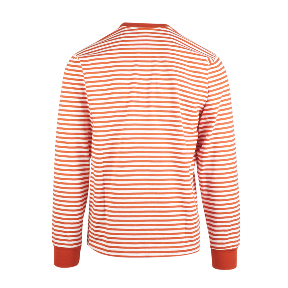Obey Men's Orange Red 89 Icon II Striped Crew Neck L/S T-Shirt