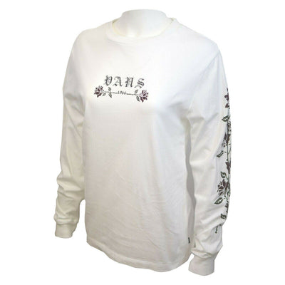 Vans Off The Wall Women's White Rose L/S Tee (Small)